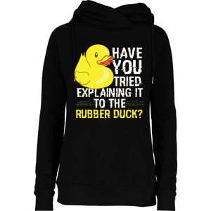 Funny Programmer Rubber Duck Debugging Womens Funnel Neck Pullover Hood