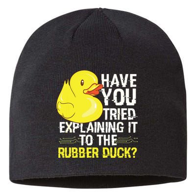 Funny Programmer Rubber Duck Debugging Sustainable Beanie