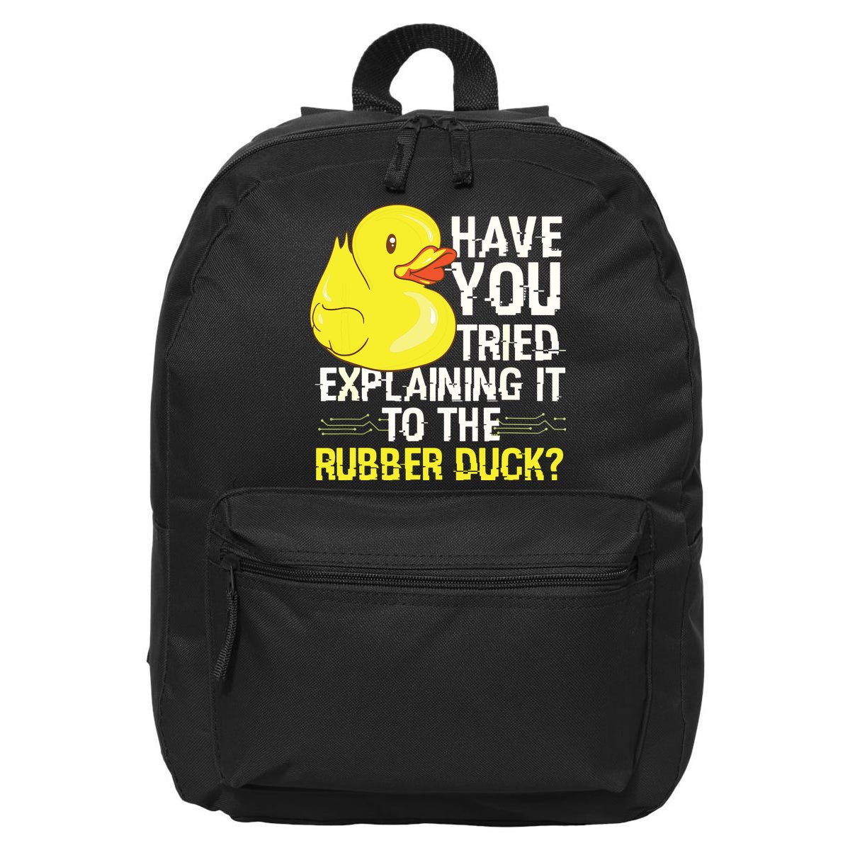 Funny Programmer Rubber Duck Debugging 16 in Basic Backpack