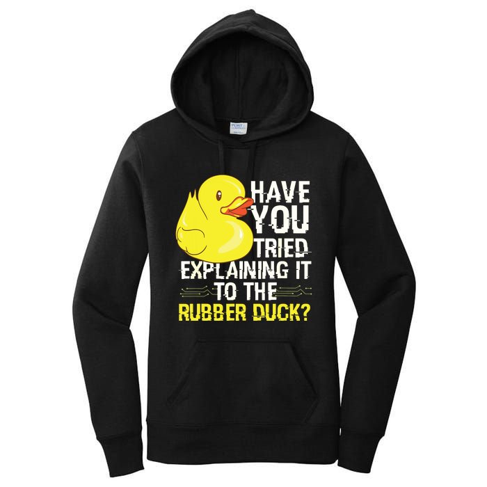 Funny Programmer Rubber Duck Debugging Women's Pullover Hoodie