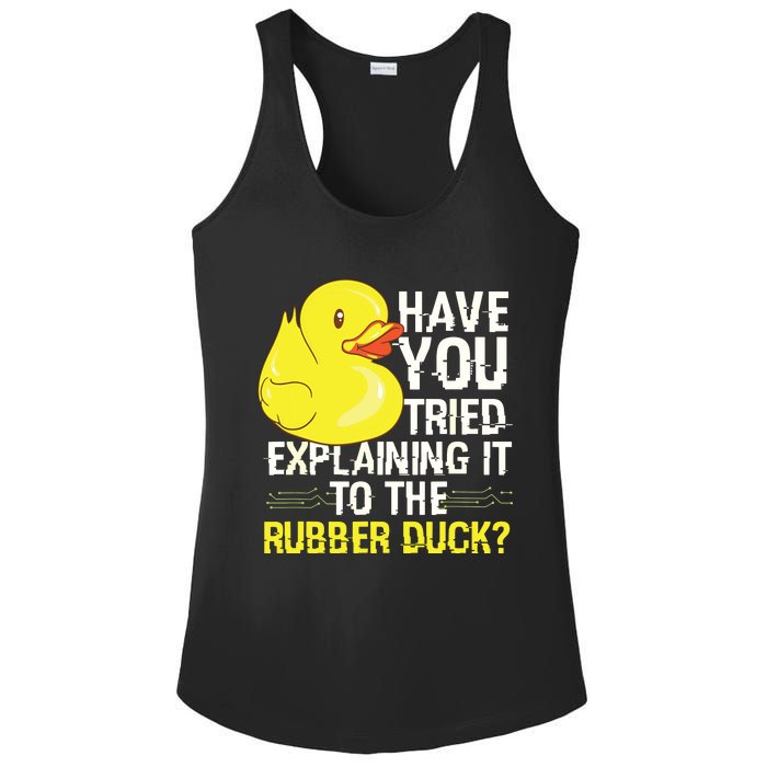 Funny Programmer Rubber Duck Debugging Ladies PosiCharge Competitor Racerback Tank