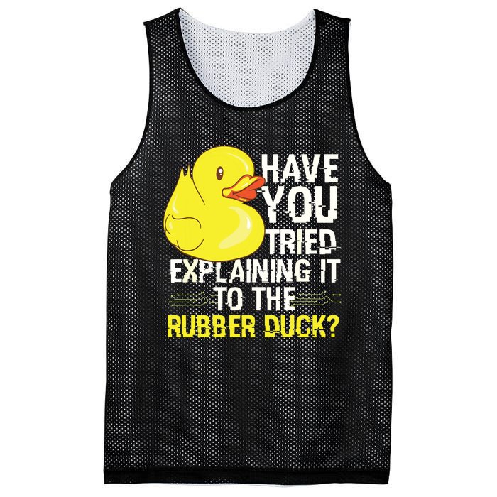 Funny Programmer Rubber Duck Debugging Mesh Reversible Basketball Jersey Tank