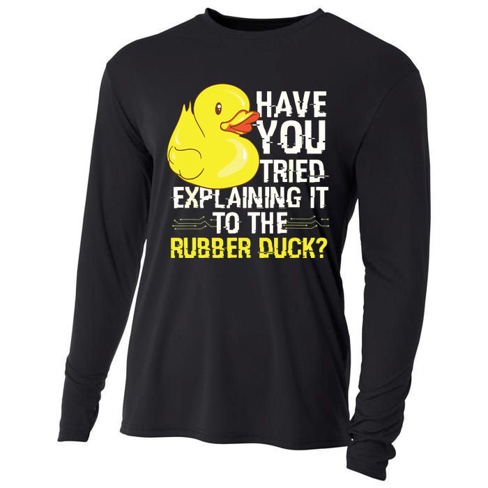 Funny Programmer Rubber Duck Debugging Cooling Performance Long Sleeve Crew