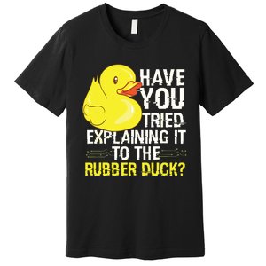 Funny Programmer Rubber Duck Debugging Premium T-Shirt