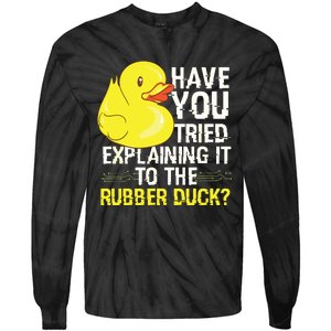 Funny Programmer Rubber Duck Debugging Tie-Dye Long Sleeve Shirt