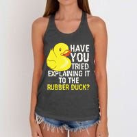 Funny Programmer Rubber Duck Debugging Women's Knotted Racerback Tank