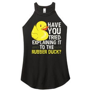 Funny Programmer Rubber Duck Debugging Women's Perfect Tri Rocker Tank