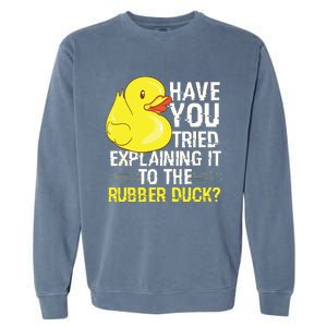 Funny Programmer Rubber Duck Debugging Garment-Dyed Sweatshirt