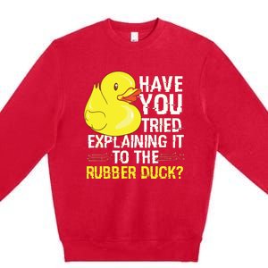 Funny Programmer Rubber Duck Debugging Premium Crewneck Sweatshirt