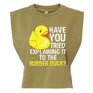 Funny Programmer Rubber Duck Debugging Garment-Dyed Women's Muscle Tee