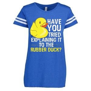 Funny Programmer Rubber Duck Debugging Enza Ladies Jersey Football T-Shirt