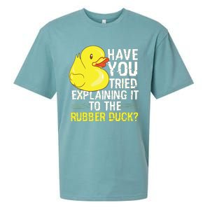 Funny Programmer Rubber Duck Debugging Sueded Cloud Jersey T-Shirt