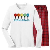 Funny Pickleball Retro Vintage Women's Long Sleeve Flannel Pajama Set 