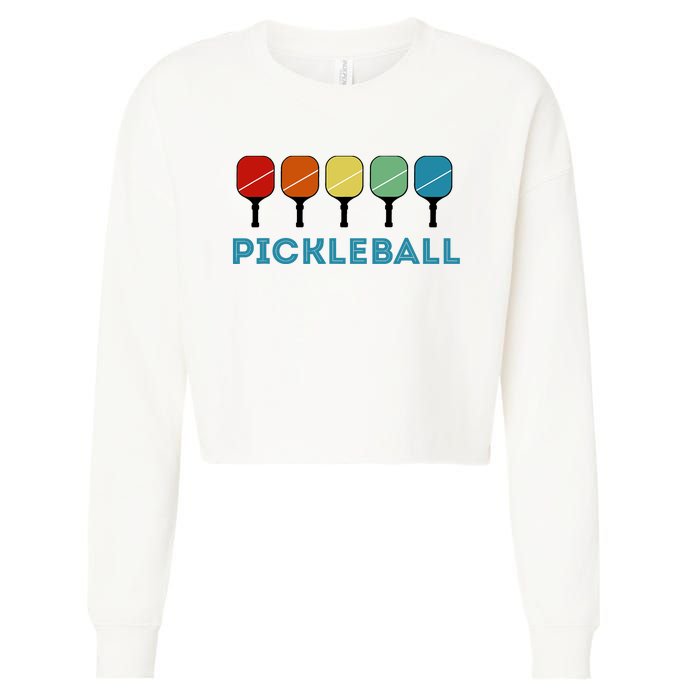 Funny Pickleball Retro Vintage Cropped Pullover Crew