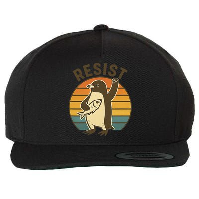 Funny Penguin Resist Tariffs Fish We Stand With Penguins Wool Snapback Cap