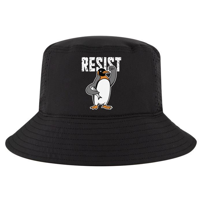 Funny Penguin Resist Penguins Protest Against Tariffs Cool Comfort Performance Bucket Hat