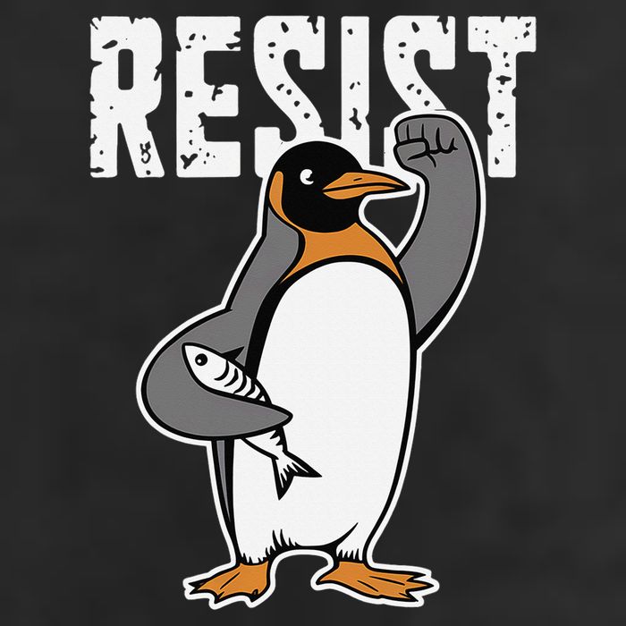 Funny Penguin Resist Penguins Protest Against Tariffs 7 Panel Mesh Trucker Snapback Hat
