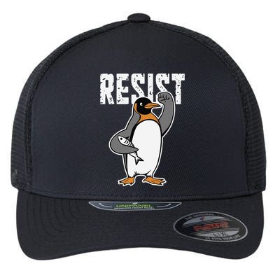 Funny Penguin Resist Penguins Protest Against Tariffs Flexfit Unipanel Trucker Cap