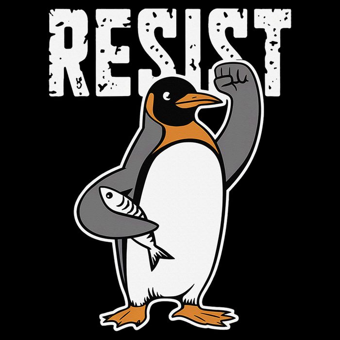 Funny Penguin Resist Penguins Protest Against Tariffs 7-Panel Snapback Hat