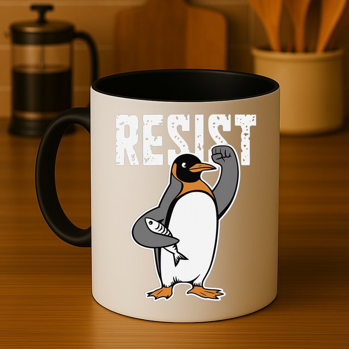 Funny Penguin Resist Penguins Protest Against Tariffs Mug