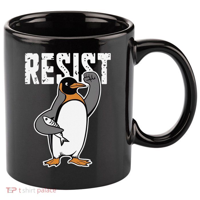 Funny Penguin Resist Penguins Protest Against Tariffs 11oz C Handle Ceramic Mug