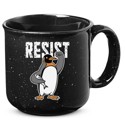 Funny Penguin Resist Penguins Protest Against Tariffs 15oz Campfire Ceramic Mug