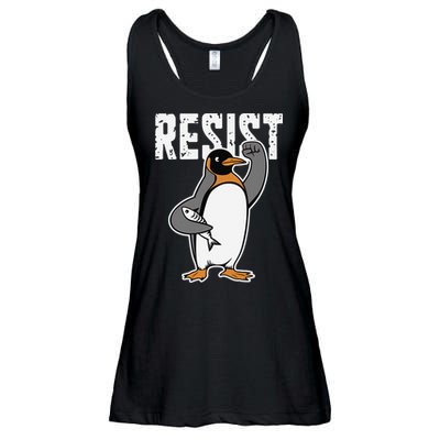 Funny Penguin Resist Penguins Protest Against Tariffs Ladies Essential Flowy Tank