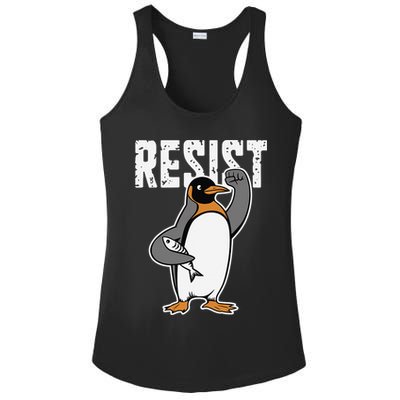 Funny Penguin Resist Penguins Protest Against Tariffs Ladies PosiCharge Competitor Racerback Tank