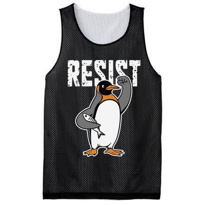 Funny Penguin Resist Penguins Protest Against Tariffs Mesh Reversible Basketball Jersey Tank