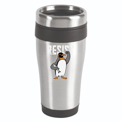Funny Penguin Resist Penguins Protest Against Tariffs 16oz Travel Tumbler