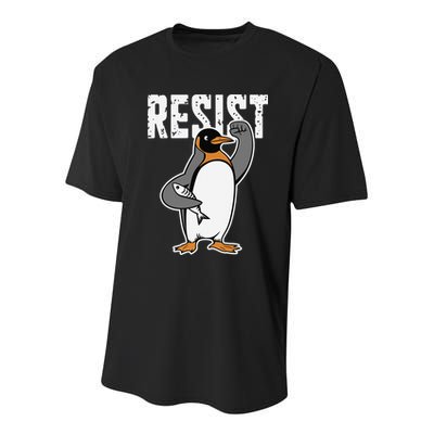 Funny Penguin Resist Penguins Protest Against Tariffs Youth Performance Sprint T-Shirt