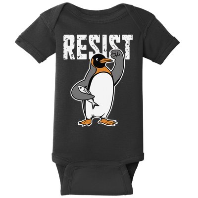 Funny Penguin Resist Penguins Protest Against Tariffs Baby Bodysuit