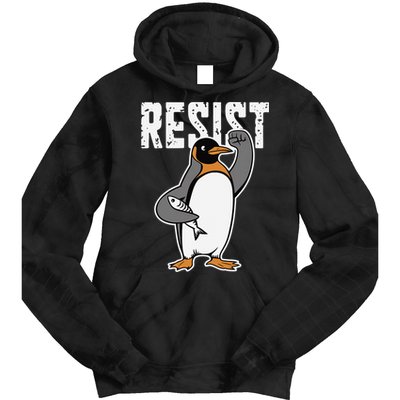 Funny Penguin Resist Penguins Protest Against Tariffs Tie Dye Hoodie