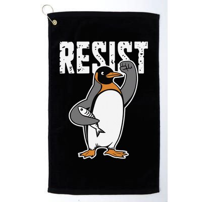 Funny Penguin Resist Penguins Protest Against Tariffs Golf Towel