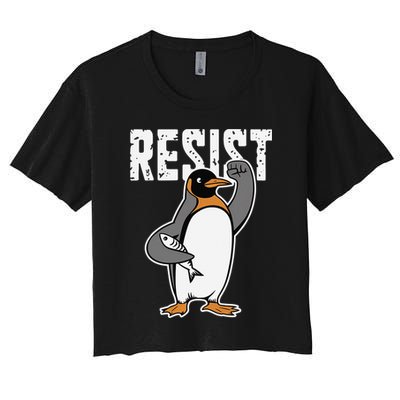 Funny Penguin Resist Penguins Protest Against Tariffs Crop Top