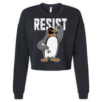 Funny Penguin Resist Penguins Protest Against Tariffs Cropped Pullover Crew