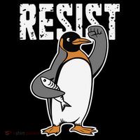 Funny Penguin Resist Penguins Protest Against Tariffs Women's V-Neck T-Shirt