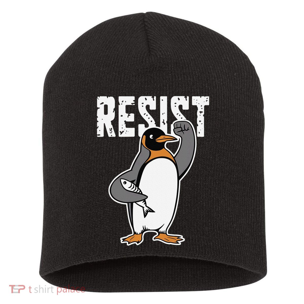 Funny Penguin Resist Penguins Protest Against Tariffs Short Acrylic Beanie