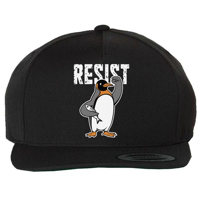 Funny Penguin Resist Penguins Protest Against Tariffs Wool Snapback Cap