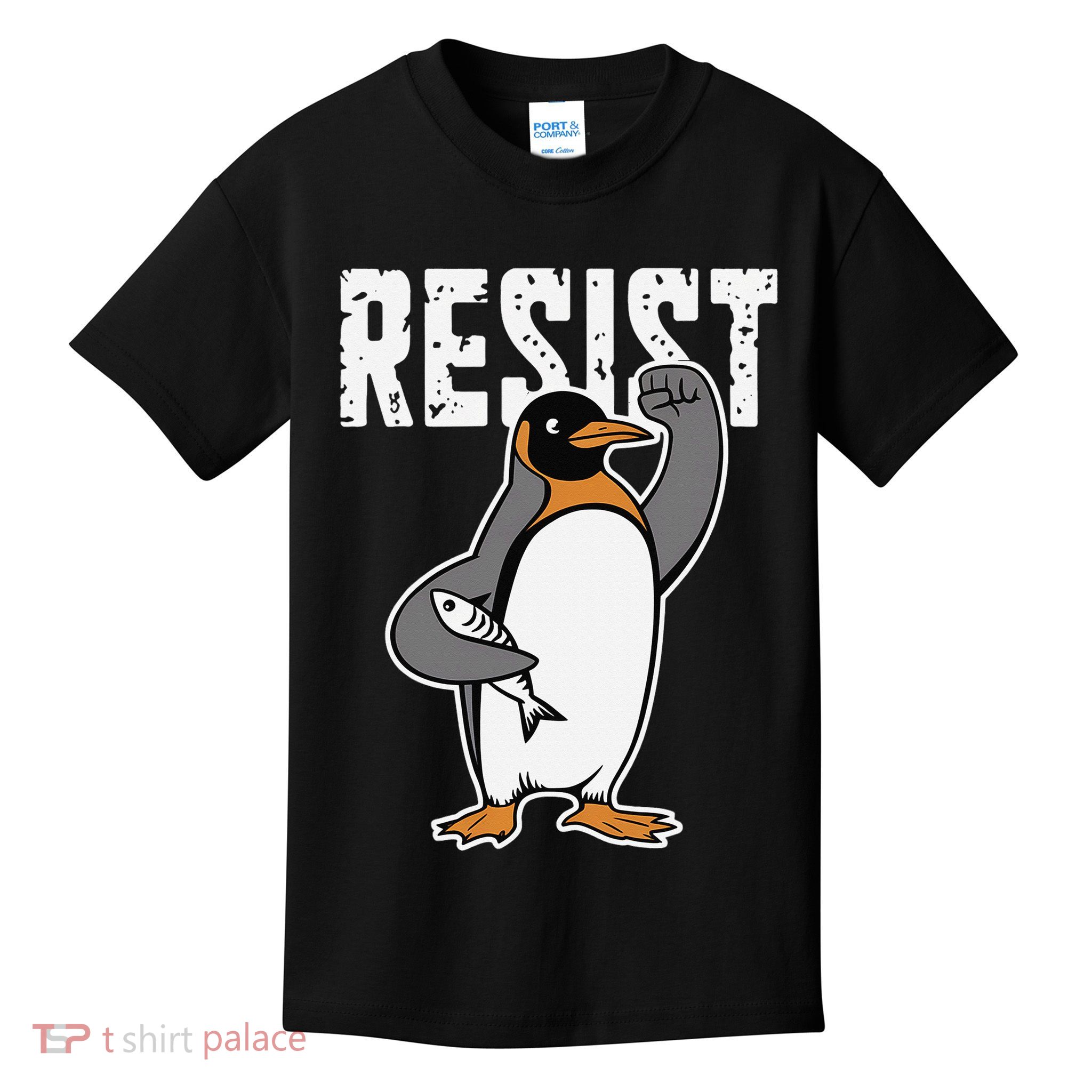 Funny Penguin Resist Penguins Protest Against Tariffs Kids T-Shirt