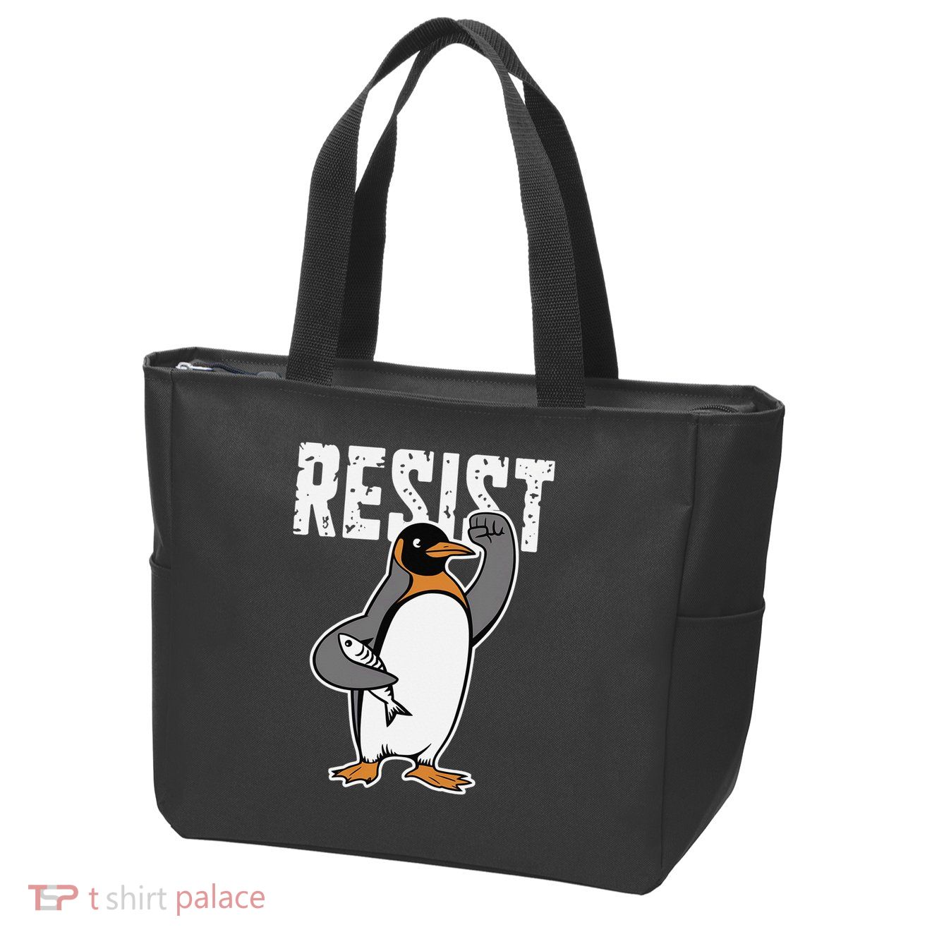Funny Penguin Resist Penguins Protest Against Tariffs Zip Tote Bag