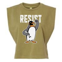 Funny Penguin Resist Penguins Protest Against Tariffs Garment-Dyed Women's Muscle Tee