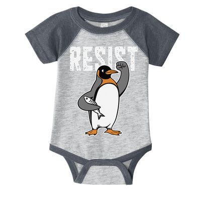 Funny Penguin Resist Penguins Protest Against Tariffs Infant Baby Jersey Bodysuit