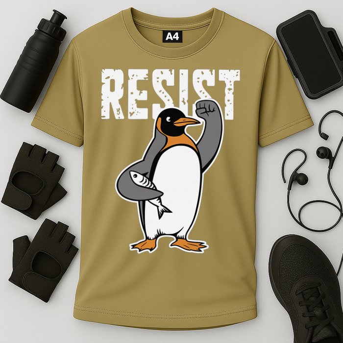 Funny Penguin Resist Penguins Protest Against Tariffs Performance Shirt