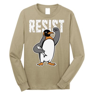 Funny Penguin Resist Penguins Protest Against Tariffs Long Sleeve Shirt
