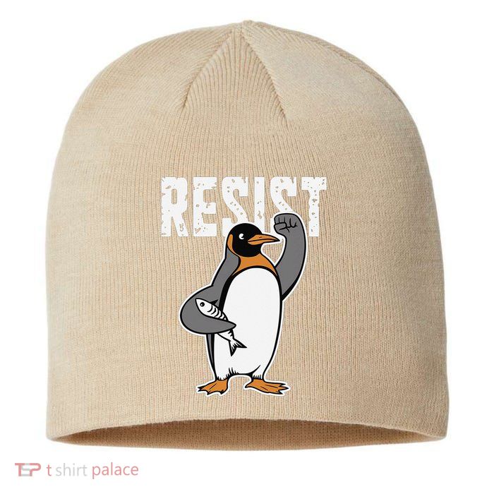 Funny Penguin Resist Penguins Protest Against Tariffs Sustainable Beanie