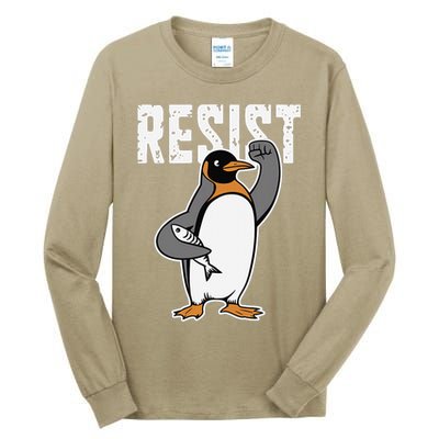 Funny Penguin Resist Penguins Protest Against Tariffs Tall Long Sleeve T-Shirt