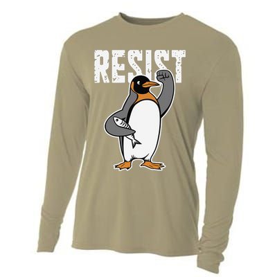 Funny Penguin Resist Penguins Protest Against Tariffs Cooling Performance Long Sleeve Crew