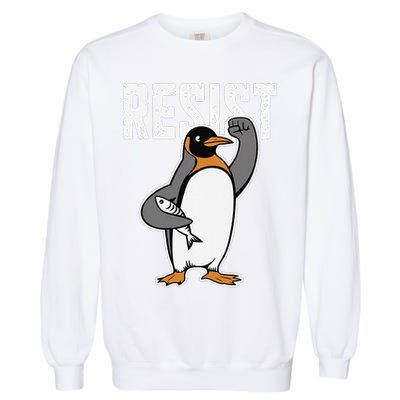 Funny Penguin Resist Penguins Protest Against Tariffs Garment-Dyed Sweatshirt