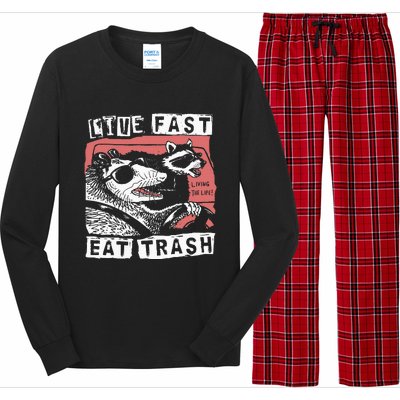 Funny Possum Raccoon Live Fast Eat Trash Street Long Sleeve Pajama Set